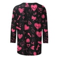 thumbnail image 4 of Xuyuer Valentine's Day Print Quarter Sleeve Jacket - Lady's Loose-Fit Casual Crew Neck 3/4 Length T-Shirt Style Top for Romantic Getaways, Cozy Date Nights & Love-Themed Layered Outfits, 4 of 7