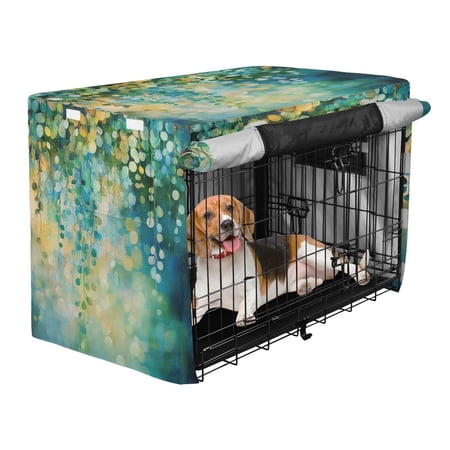 Qxltty Green Flower Leaves Crate Cover Durable Oxford Cloth Pet Kennel Sunshade Universal Fit for 40in Wire Cage