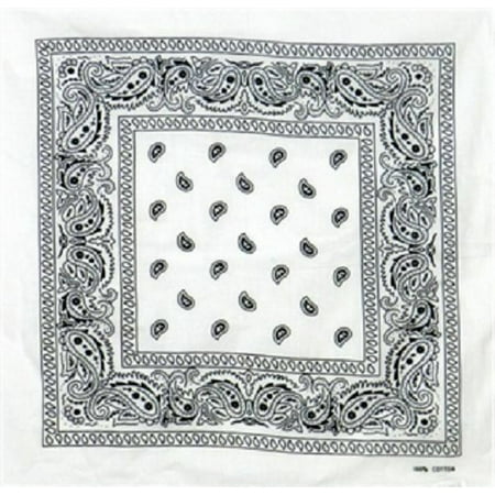 22"x22" Paisley Black and White bandana Scarf Head Wrap Neck Headband Face Mask Bandanna