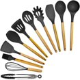 thumbnail image 1 of 9/10/11/12pcs Silicone Kitchen Set Cooking Tools Utensils Set Spatula Shovel Soup Spoon with Wooden Handle Kitchen Gadgets Tools Set (Color : 10Pcs Hooks), 1 of 7
