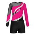 thumbnail image 5 of Yeahdor Girls Ballet Dance Leotard Kids Gymnastics Bodysuit Long Sleeve Patchwork Skating Jumpsuit Costume Hot Pink-A 10, 5 of 7