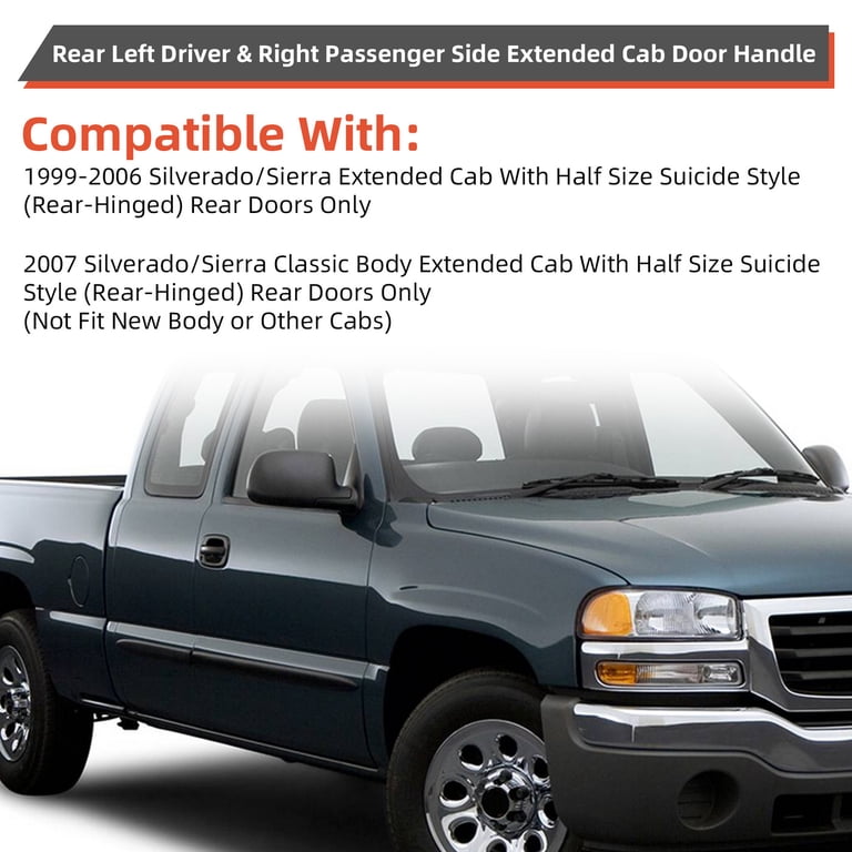 Rear Left Door Handle For 1999-2007 Chevy Silverado & GMC Sierra Extended Cab