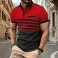 thumbnail image 2 of XDZJLR Men's Polo Shirt Striped Leisure Fashion Design Lapel Button Short Sleeve Tops T Shirt for Men, 2 of 7