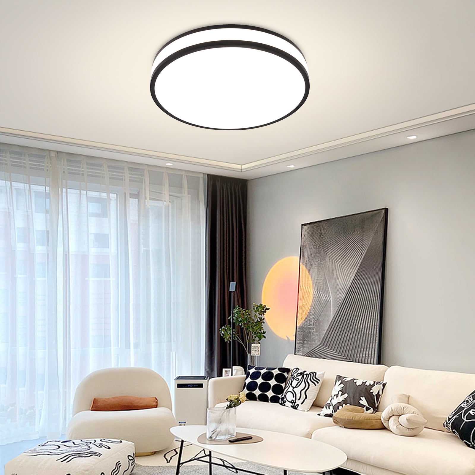 Round Flush Mount Ceiling Light Modern Ceiling Light Fixture LED Ceiling Light for Bedrooms, Living Rooms
