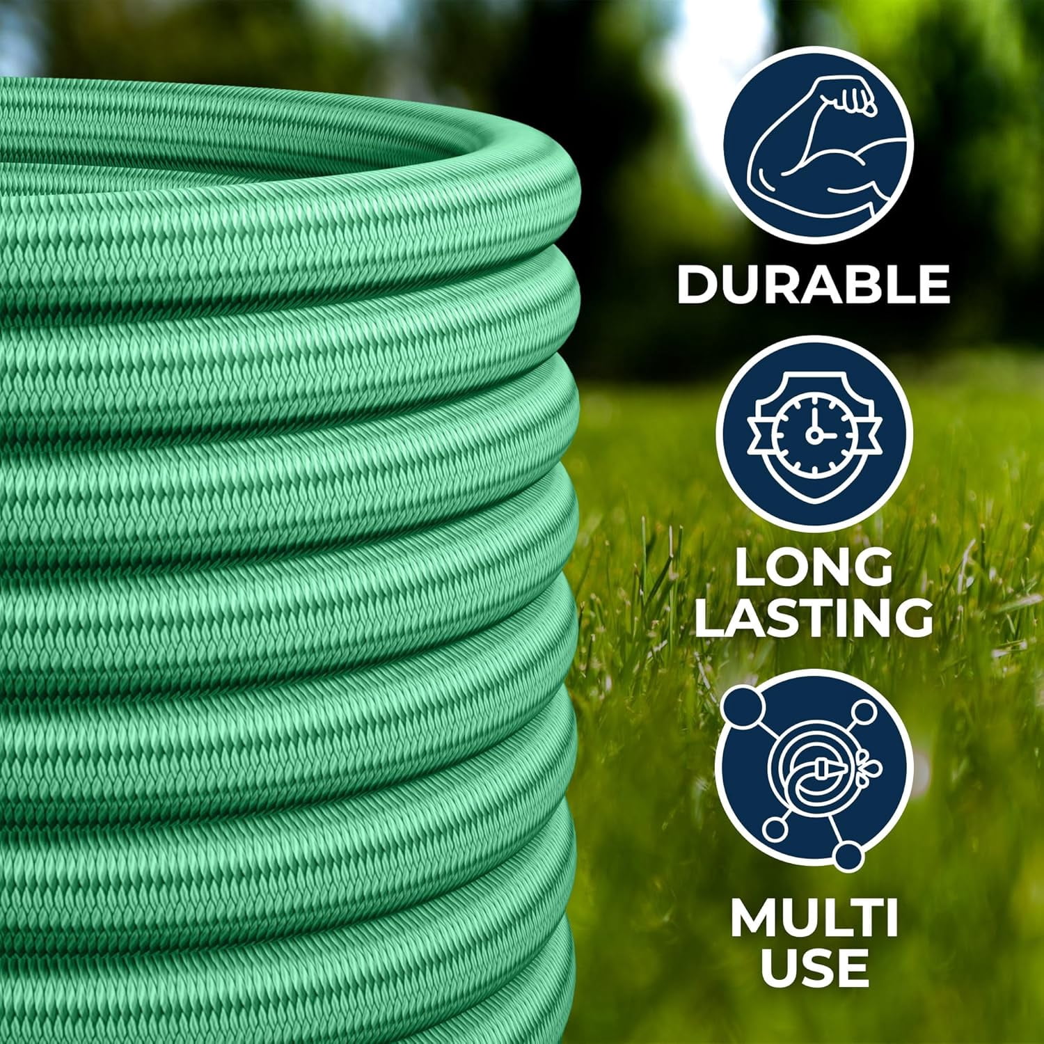 Garden Hose, NON-EXPANDABLE Garden Hose, Super Light Weight Hose, No Burst, 3/4 inch Solid Brass Connectors, 25 Ft, Grassy Green