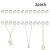 Necklace Holder, Acrylic Necklace Hanger, Wall Mount Necklace Organizer, Jewelry Hooks for Necklaces, Bracelets, Chains (2-pack Clear)