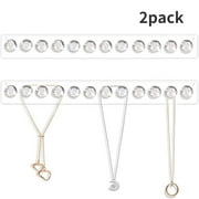 Necklace Holder, Acrylic Necklace Hanger, Wall Mount Necklace Organizer, Jewelry Hooks for Necklaces, Bracelets, Chains (2-pack Clear)