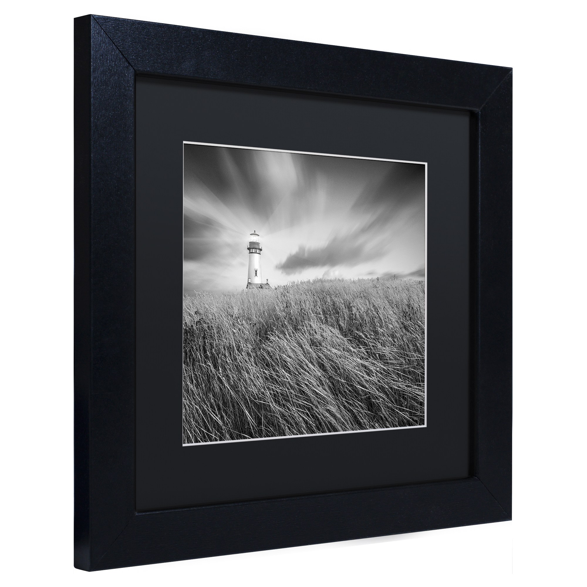 Moises Levy 'Yaquina Lighthouse III' Black Matted Framed Art