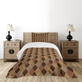 thumbnail image 4 of Ambesonne Brown Quilted Bedspread Set 2 Pcs, Classic Lozenge Pattern, Twin Size, Pale Brown Cinnamon, 4 of 5