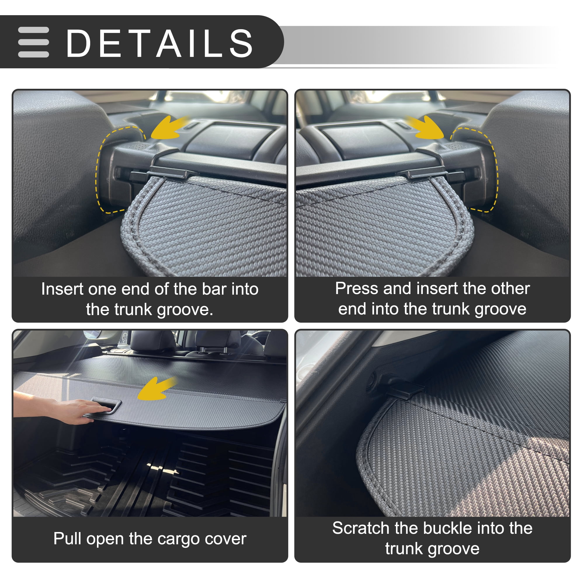 Unique Bargains Retractable Cargo Cover for Honda CRV 2017-2022 Rear Luggage Security Shield Black Carbon Fiber Pattern