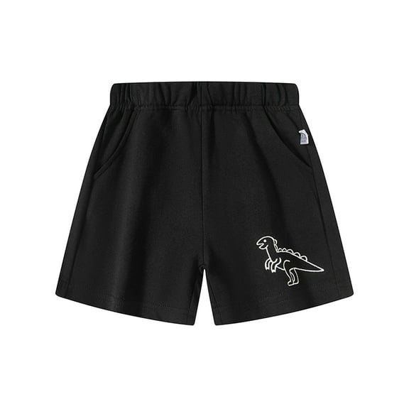 Baby Shorts Toddler Kids Boys Summer Solid Shorts with Dinosaur Print Elastic Waist Breathable Lightweight Shorts Toddler Boy Shorts Black 12 Months-18 Months