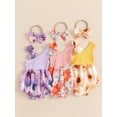 thumbnail image 3 of Nygoyerh Baby Girls Sweet Summer Romper Flower Print Slash Neck Ribbed Patchwork Jumpsuit Newborn Infant Cute Sleeveless Bodysuit with Headband 3M 6M 12M 18M, 3 of 9