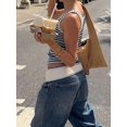 thumbnail image 4 of White And Blue Striped Sleeveless Fitted Tank Top, Knit Crew Neck Camisole For Summer Casual Wear, 4 of 8