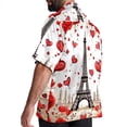 thumbnail image 3 of Eiffel Tower Valentine's Day Men's Short Sleeve Hawaiian Shirt, Poplin Casual Printed Button Down, Summer Beach Unisex Shirts, 3 of 6