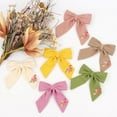 thumbnail image 5 of Vorkoi Baby Girl Embroidery Flower Plain Bows Hair Clips, Fabric Cotton Linen Handmade Hair Accessories for Little Girls Toddler Kids Children, 5 of 5