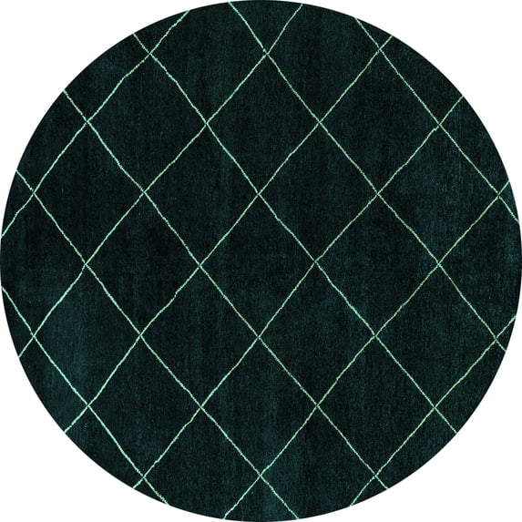 Ahgly Company Machine Washable Indoor Round Abstract Turquoise Blue Modern Area Rugs, 8' Round