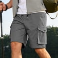 thumbnail image 7 of KeShDi Cargo Shorts Mens Workout Shorts Sleep Shorts Men's Solid Color Pocket Bandage Button Elastic Waist Casual Fashion Cargo Shorts Gray 3X, 7 of 7