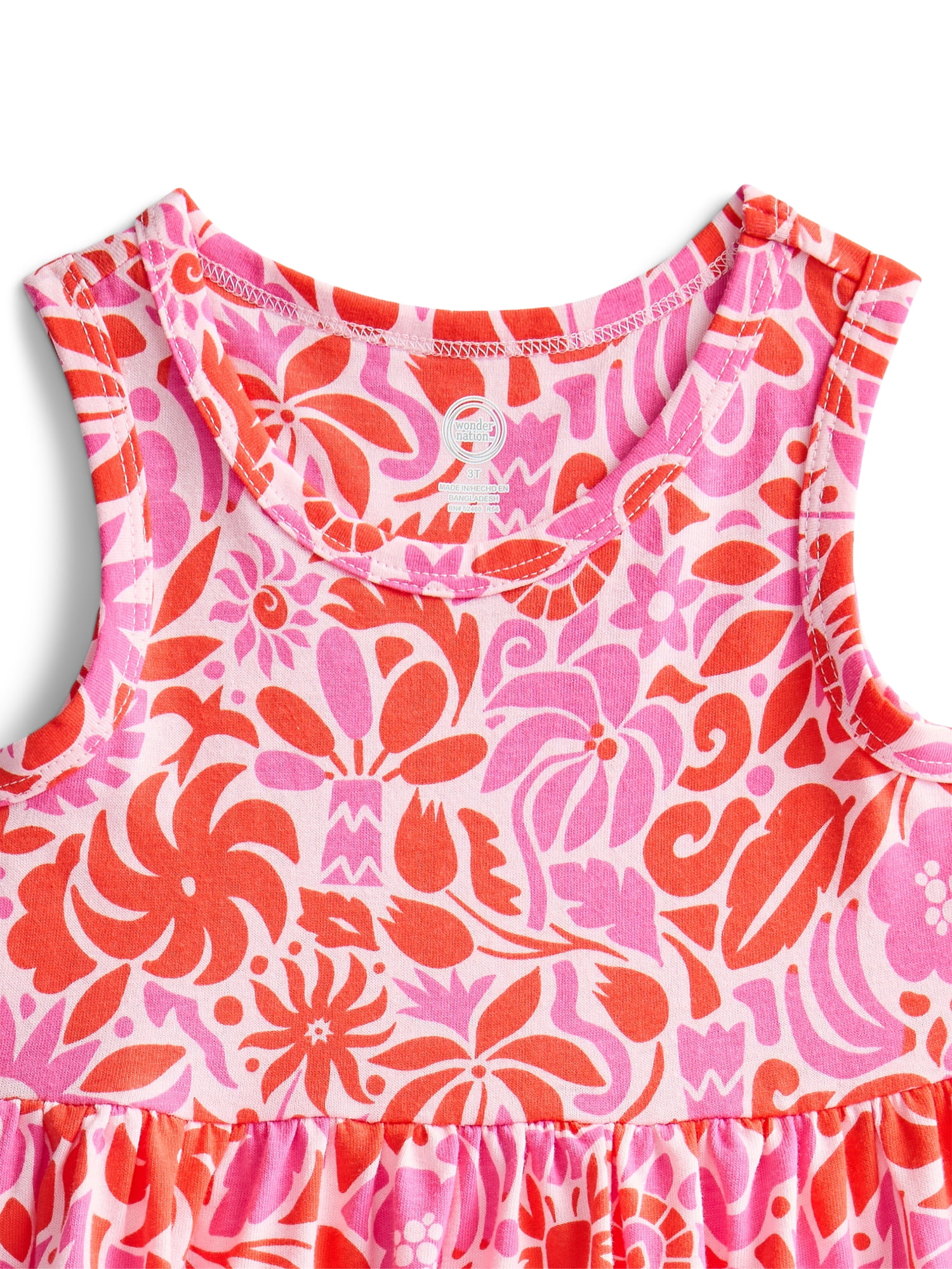 Wonder Nation Toddler Girls Sleeveless Knit Tank Play Dress, Sizes 12M–5T