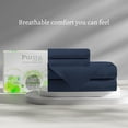 thumbnail image 3 of Purity Home Queen Bed Sheet Set - 100% Cotton Percale - Cool, Crisp, Breathable & Durable 4-Piece - Navy, 3 of 14