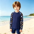 thumbnail image 2 of GobdXE Space Planet Rocket Sleeve Print Unisex Kids Raglan Long Sleeve Crew Neck Rash Guard UPF 50 Sun Protection Outdoor Swim Top Navy,3-4 Years, 2 of 3