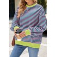 thumbnail image 3 of Sweatshirt For Women Oversized Long Sleeve Striped Pullover Color Block Crewneck Casual Loose Tops Y2K Clothes Workout Shirt, 3 of 7