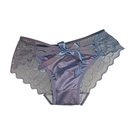 Lace Underwear for Women Mid-Waist High Stretch Underwear Ribbon Bow Panties Breathable Panties Solid color Briefs