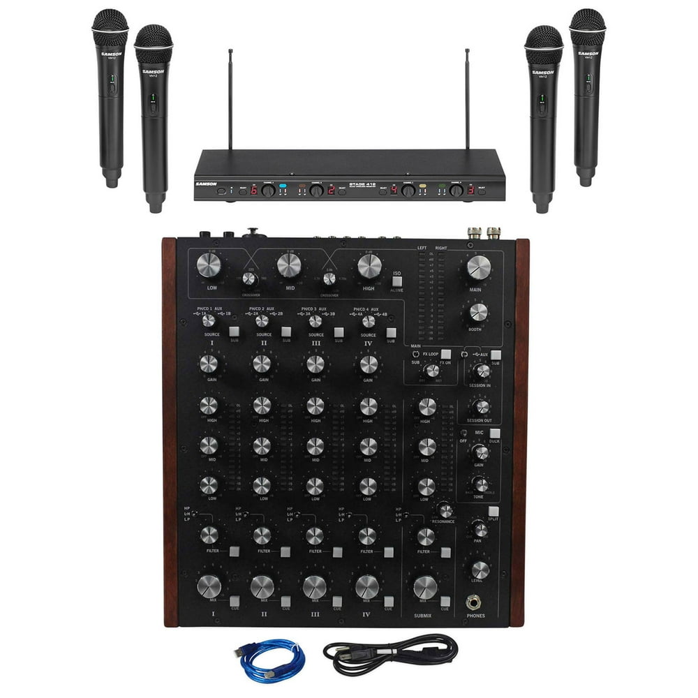 Rane MP2015 Rotary Club DJ 4Deck Mixer w/USB+Samson Quad Handheld