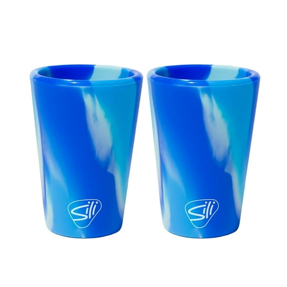 Silipint 1.5oz Silicone Shot Glasses – Pack of 2 Unbreakable, BPA-Free, Non-Toxic, Dishwasher & Freezer Safe Cups – Colored Shot Glasses for Cold Beverages, Cocktails, Travel, Party (Arctic Sky)