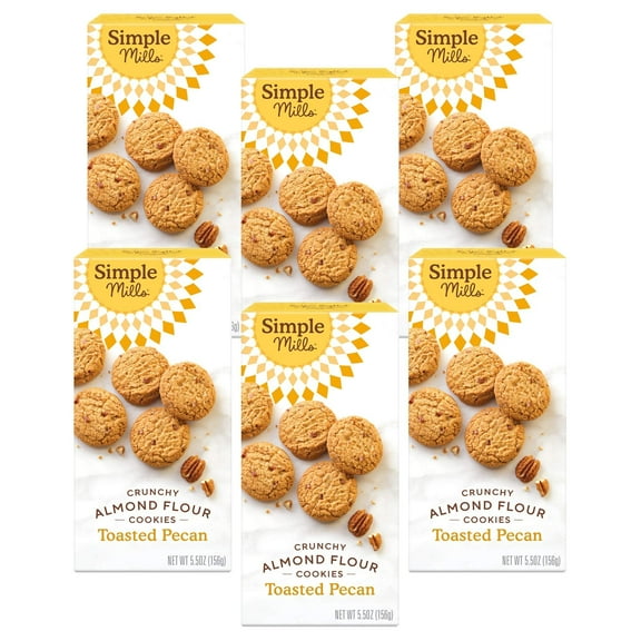 Simple Mills Almond Flour Crunchy Cookies, Toasted Pecan - Gluten Free, Vegan, Healthy Snacks, Made with Organic Coconut Oil, 5.5 Ounce Pack of 6
