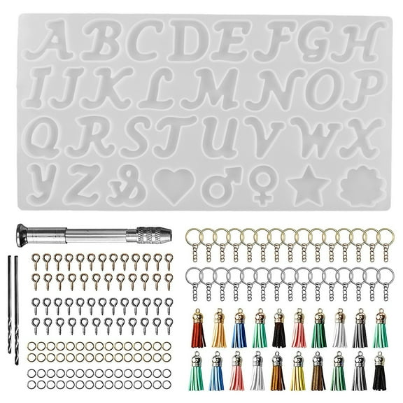 Alphabet Letter Resin Molds Kit,Letter Silicone Resin Mold Keychain Making Set