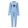 thumbnail image 2 of Gibobby Conjunto de sudadera para mujer Trajes informales de mujer con estampado de girasol , cuello redondo, manga larga y pantalones largos, para las tempor(Azul,CH), 2 of 4