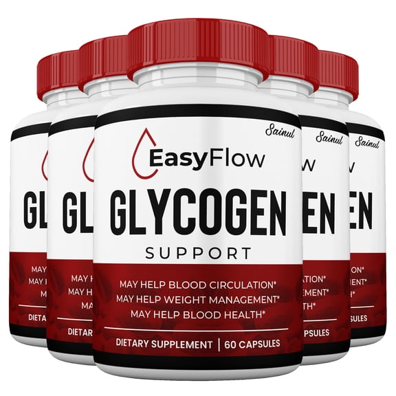 EasyFlow Glycogen Support Pills, Easy Flow Glycogen Capsules, High Potency Blood Support Supplement, Easy Flow Glyco Pills (5 Pack)