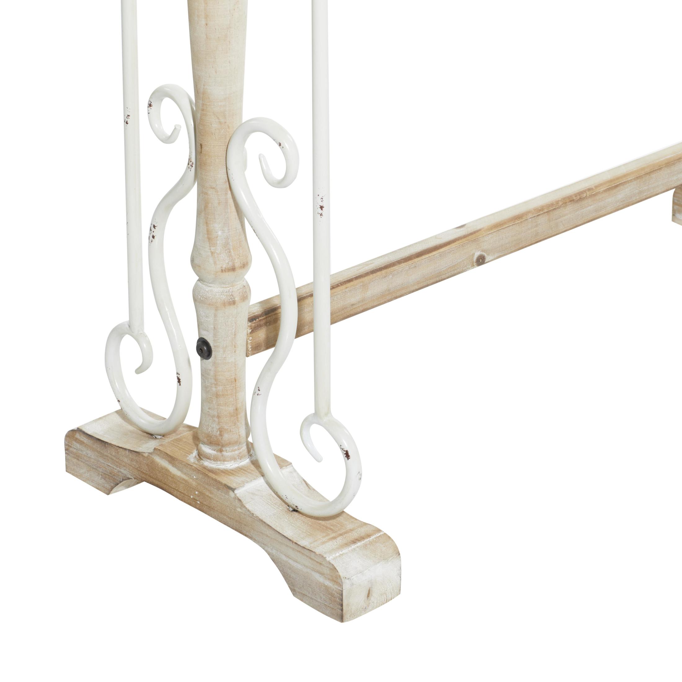 DecMode 4 Shelf Light Brown Wood Scroll Quilt Rack