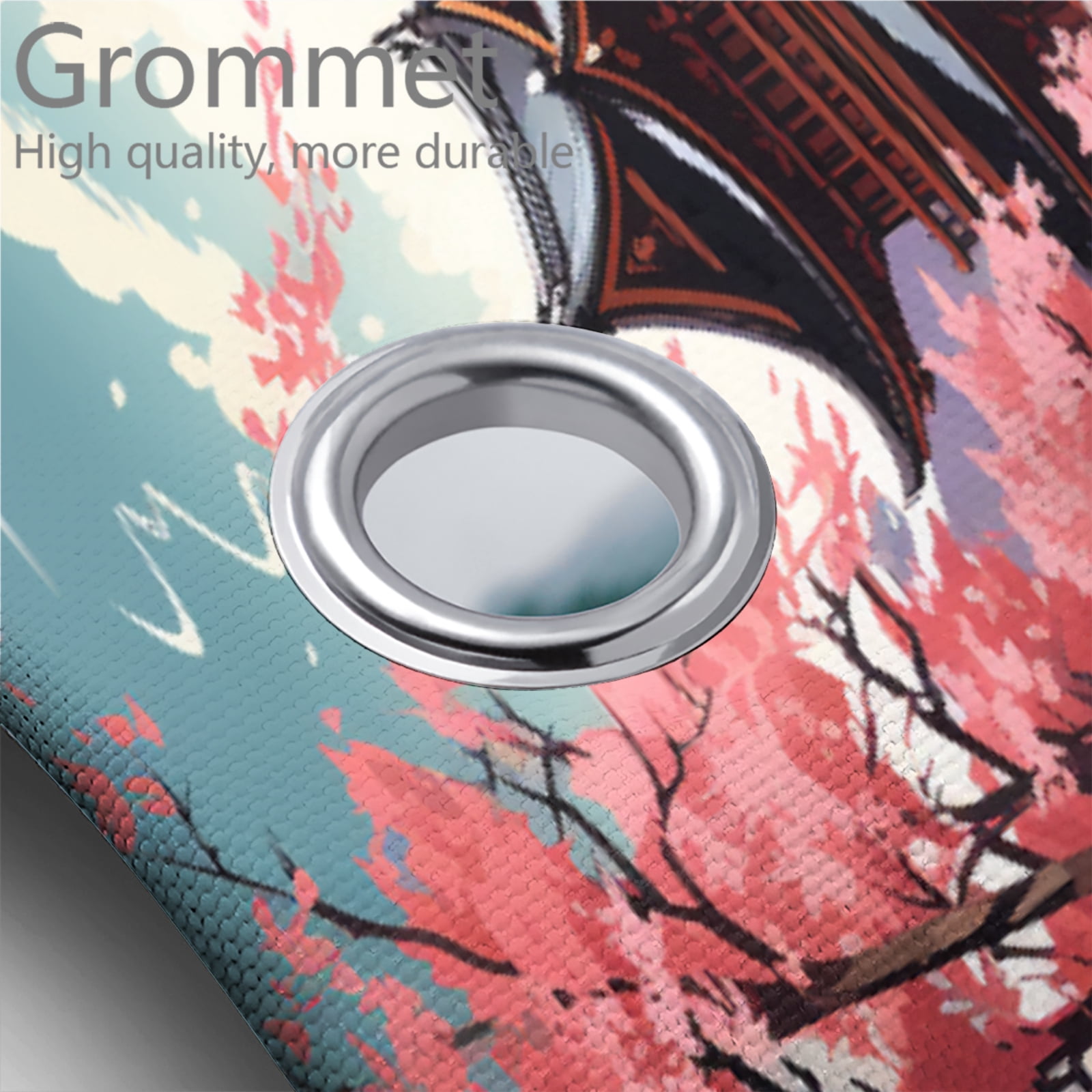 Abstract Cherry Blossom 4 Pcs Shower Curtain Set Japanese Asian Pink Flowers Mountain with 12 Hooks, Bath Mat Set Bathroom Decor by Durable Waterproof Fabric, 72x72 Inch