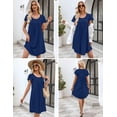 thumbnail image 4 of Ekouaer Womens Nightgown Soft Sleepwear Pleated Sleepshirt Sleep Dress Short Sleeve Nightdress, 4 of 6