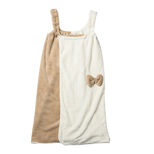 Vestido de toalla envolvente para baño/ducha para mujer, falda de baño con tirantes y falda de baño con lazo de bloque de color doble