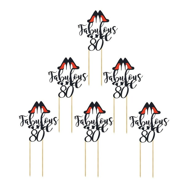 6 Pcs Toppers Para Pasteles Palillos de Tortas Decoración Para De Bodas Partido y Negro 80