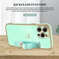 thumbnail image 6 of Compatible with iPhone 14 Pro Max Case for Women Girls,Soft TPU Cute Love Heart Plating Bumper Wristband Holder Bling Phone Case Slim Anti-Scratch Shockproof Luxury Case Cover(Luxury Green), 6 of 14