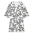 thumbnail image 4 of Black Leaves White Background Seamless Pattern Womens Dress With Pockets Summer V Neck 3/4 Sleeve Dress Plus Size Loose Dress, 4 of 7
