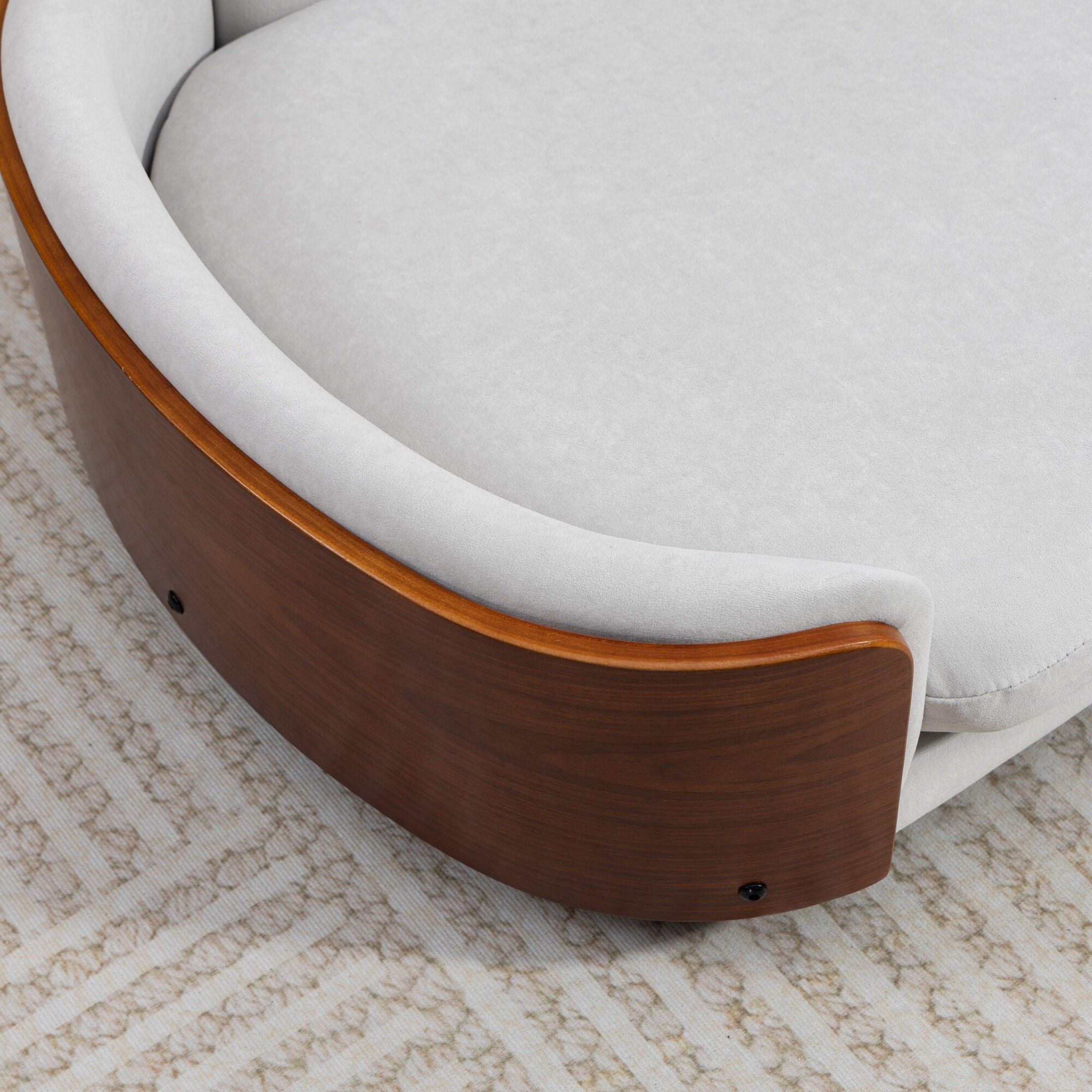 Noble House Scandinavian Elevated Large Dog Bed, Pet Sofa with Solid Wood Frame, Light Gray and Walnut