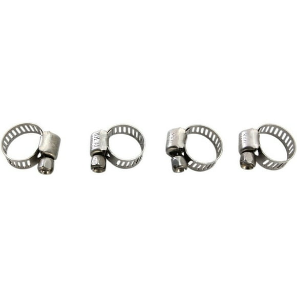 Helix Racing Hose Clamp 114-6404 0.23 Inch To 0.62 Inch Clamping Range; Worm Gear Style; Stainless Steel; Pack Of 4