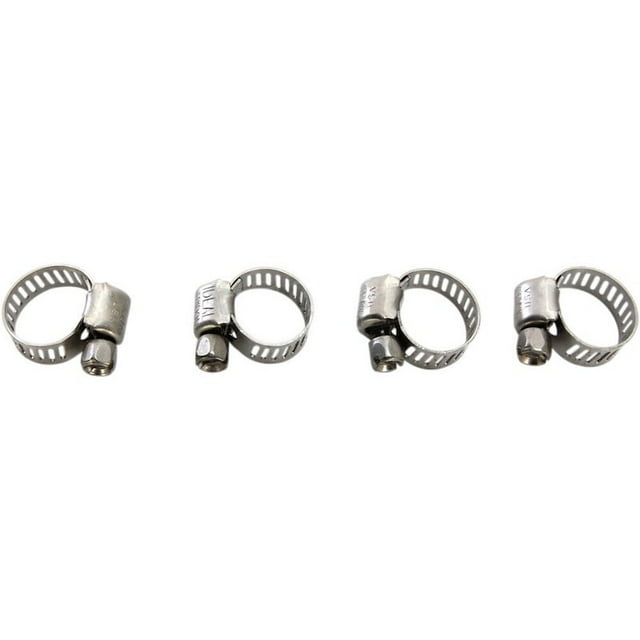 Helix Racing Hose Clamp 114-6404 0.23 Inch To 0.62 Inch Clamping Range; Worm Gear Style; Stainless Steel; Pack Of 4