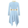 thumbnail image 3 of Sholeno Robe de Danse à Manches Longues pour Filles Robe d'Église Métallique Dorée Tunique Asymétrique Jupe en Chiffon Bleu Clair 6, 3 of 6