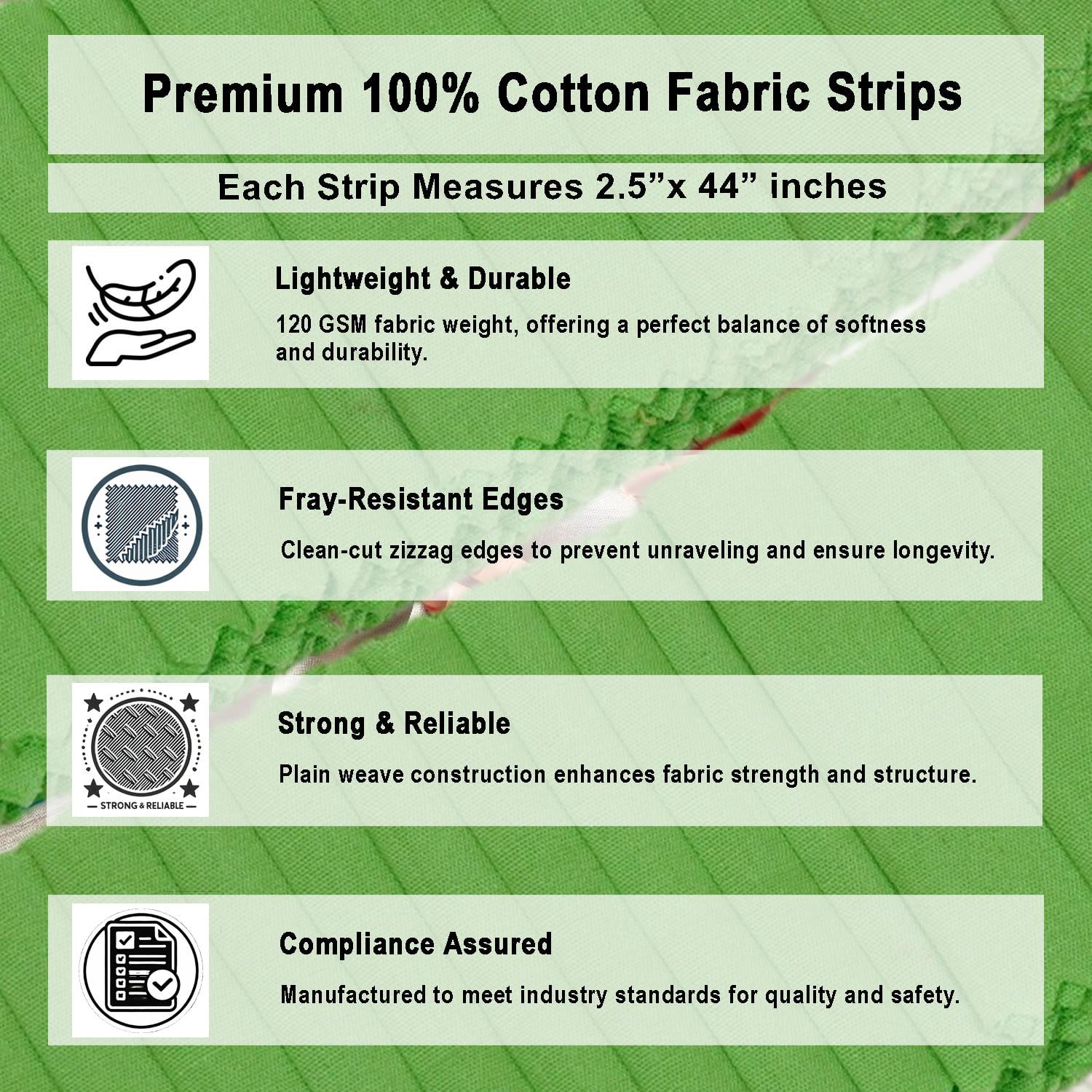 Soimoi Solid Jelly Roll 40 Strip Assorted Bundle, Fabric Strips for Quilting, Crafting and Sewing, 100% Cotton Fabric Jelly Roll Bundle For Scrapbooking, Precut Quilt Project, DIY Crafts- Fresh Green