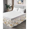thumbnail image 4 of Vintage Botanical Wrap Around Bed Skirts for King Bed 18" Drop, Bed Skirt with Adjustable Elastic Belt Dust Ruffle Bed Valance for Bedroom Hotel Luxury Yellow Spring Floral Butterfly Bed Frame Cover, 4 of 7