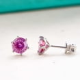 thumbnail image 3 of Pink 1 Carat 6.5Mm Round Hundred Face Cut Moissanite Earrings Sterling Silver S925 Over-Test Drill With Gra Certificate, 3 of 4