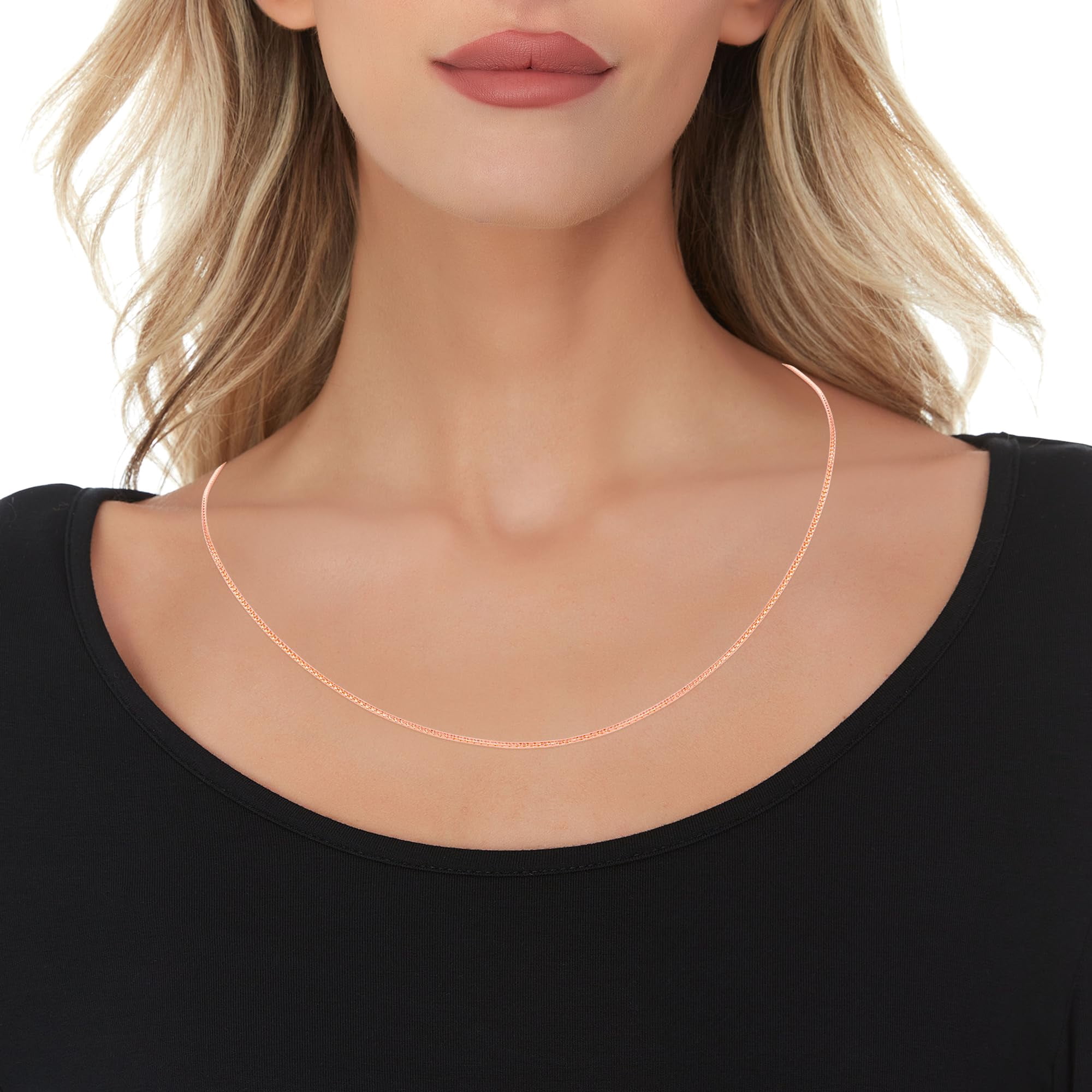 Floreo 14k Yellow Gold or White Gold or Rose Gold 1.5mm Adjustable Round Popcorn Chain with Heart Charm Necklace