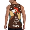 thumbnail image 3 of Easygdp Rooster And Chicken Men's Tank Top, Sleeveless Muscle T Shirts, Breathable, Quick-Dry, Loose for Gym, Running, Fitness - Medium, 3 of 9