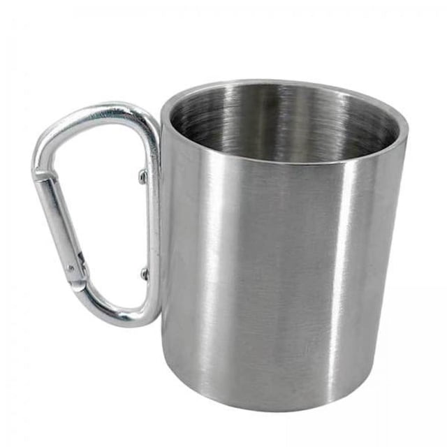 Taza con mosquetón,Taza de acero inoxidable con mosquetón y taza de metal para el hogar,Taza portátil de acero inoxidable para senderismo y acampada,Mosquetón para escalada,taza compacta