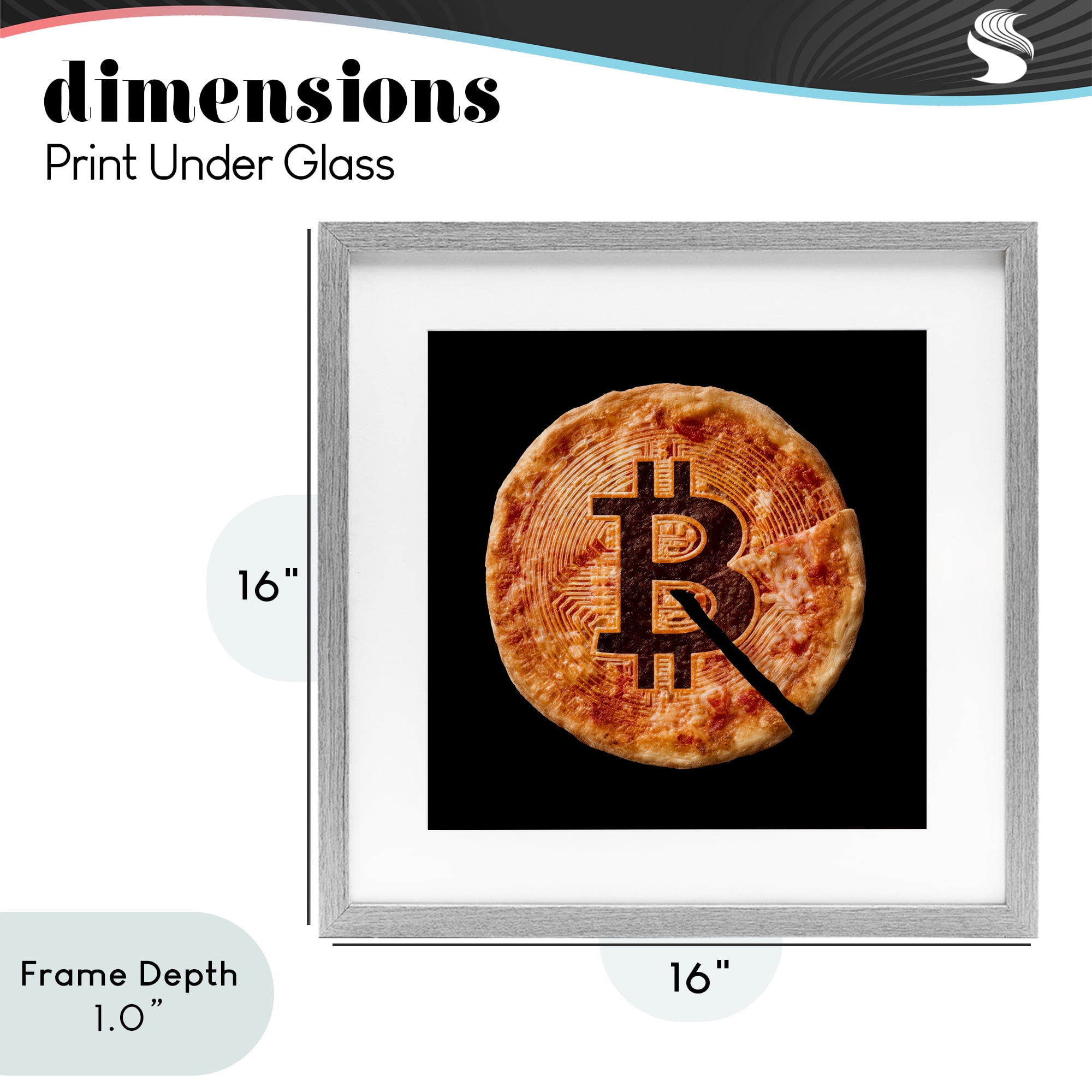 Stupell Industries Crypto Pizza Slice Gray Framed Print Under Glass, design by Svetlana Aleynikova